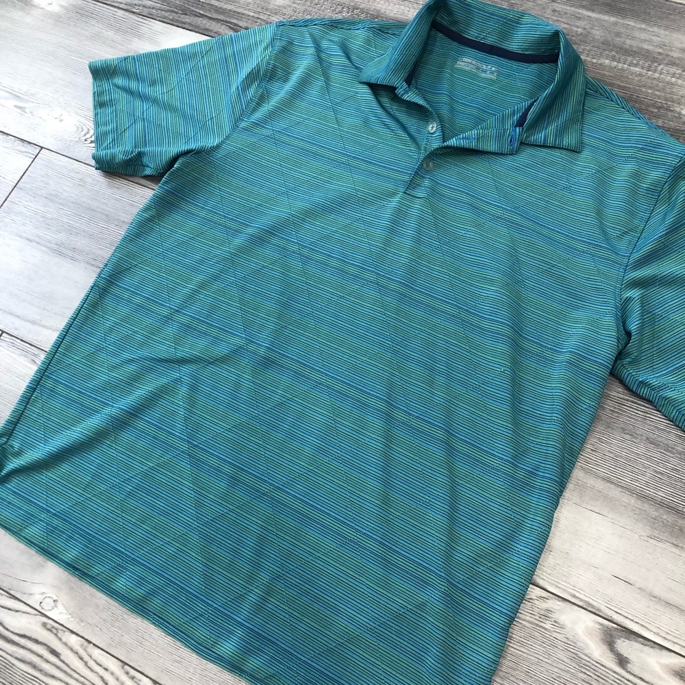 Nike Fit Dry Golf Polo, green/blue, size large